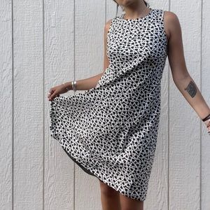 Black & White Silk Midi Dress